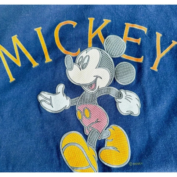 Vintage Mickey Unlimited Textured Mickey Mouse Graphic navy  Blue T shirt M - Picture 2 of 8